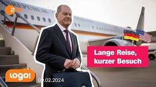 Warum Bundeskanzler Scholz für ein kurzes Treffen in die USA fliegt | logo! Nachrichten vom 9.2.2024
