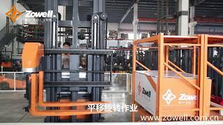 Zowell three way VNA reach truck,aisle width 1580mm for 1.6 ton,1480mm for 1 ton load capacity