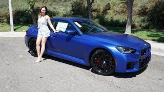 2024 BMW M2 Review 6 speed manual in Frozen Portimao Blue / Exhaust Sound! / Barefoot Trish Shifting