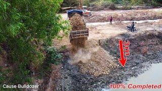 Incredible Full video!! 2day to completed 100% the pond by Komatsu & Hitachi Dozer with dump trucks