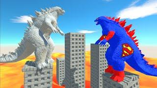 Silver Godzilla 2014 vs Superman Godzilla 2014 On Building - ARBS