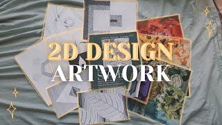 all of my art from 2D design [college class]: sketchbook tour + projects