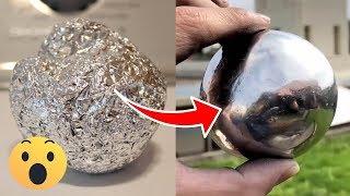 DIY Mirror Polished Japanese aluminum Foil Ball Challenge at Home Easy!