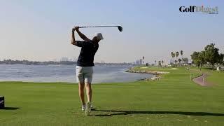 DP World Tour players on the 17th tee at Dubai Creek