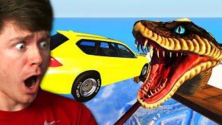 Reacting to CARS vs GIANT SNAKE! (BeamNG Drive)