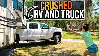 Crushed Our RV and Truck..TWICE! (Our Worst RV Living Mistake)