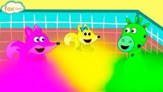 The Fox Family and Friends | Swimming in Rainbow Waterpool | Cartoon for kids new funny season #812