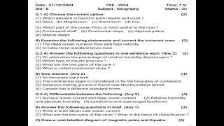 Class 8 Geography Question paper | First Semester Exam - 2024 | #modelquestionpaper