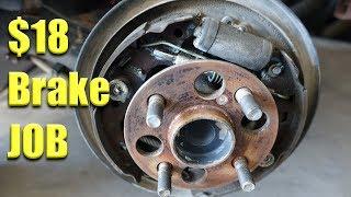 Car squeaky rear brakes - $18 Fix - Replacing REAR Shoes on a Toyota Yaris , Step by Step