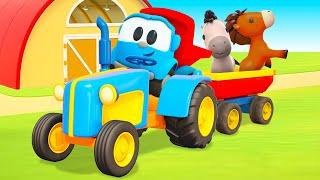 Leo the Truck & funny adventures on the farm. Farm vehicles for kids & baby cartoons for kids.