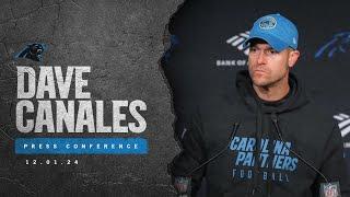 Dave Canales speaks to the media following Week 13 matchup with the Tampa Bay Buccaneers