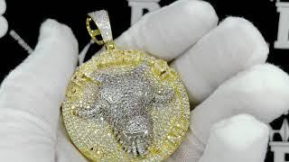 Gold GOAT Greatest of all Time Circle CZ Iced Out Pendant | Hip Hop Bling Jewelry