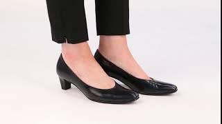 Gabor Competition Black Leather Womens Court Shoes