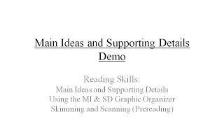 Main Ideas and Supporting Details Graphic Organizers