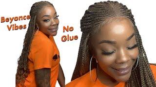 BEYONCE BRAIDS IN MINUTES| NO GLUE| BEGINNER FRIENDLY TUTORIAL| BRAIDED LACE WIG FT BRAIDS QUEEN