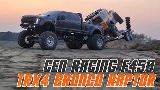 RC Car TRX4 New Bronco Raptor & Cen Racing F450 Trailer Construction Site Bash