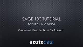 Sage 100 Vendor Remit To Address