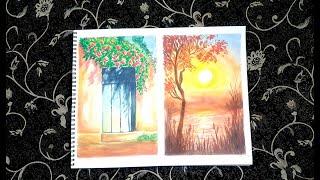 Easiest Watercolor Painting / Watercolor painting tutorial / River side sunset / Nonstop Creative