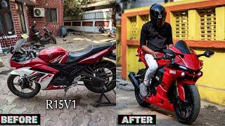 Yamaha R15 v1 Converted Into R1m in 13 minutes