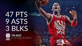 Michael Jordan 47 pts 9 asts 3 blks vs Jazz 87/88 season