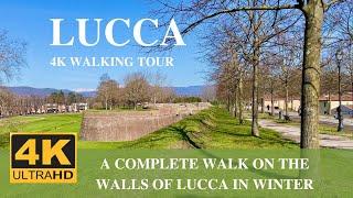 4K UHD - WALKING ON LUCCA WALLS IN WINTER - 