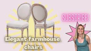 Beautiful farmhouse chairs, elegant￼ accent chairs, farmhouse dining chairs, subscribe!