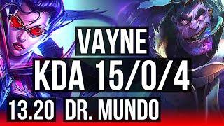 VAYNE vs DR. MUNDO (TOP) | 15/0/4, Legendary, 300+ games, 800K mastery | EUW Master | 13.20