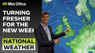 25/06/23 – Turning fresher for the new week – Evening Weather Forecast UK – Met Office Weather