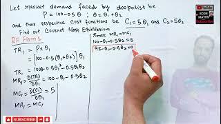 cornout Nash equilibrium from duopoly demand and cost function || microeconomics||