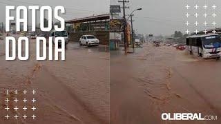 Chuva forte alaga vias na Grande Belém