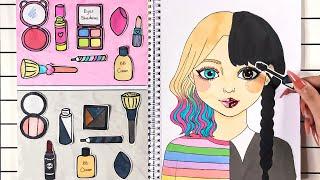 [paper diy]  Wednesday and Enid Makeup  Paper cosmetics | 수요일 아담스와 이니드