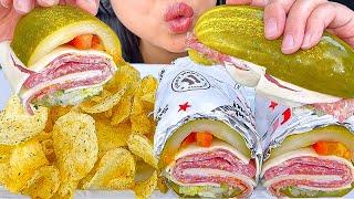 ASMR PICKLEWICH  & PICKLE CHIPS FROM JIMMY JOHNS | EATING SOUNDS | MUKBANG | ASMR Phan