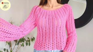 Sweater Verano Topdown tejido sin costuras ideal para principiantes! Tu primera prenda en #crochet