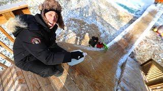 WE BUILT A HUGE ICE RAMP!!