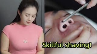 ASMR | Remove cuticles and whiskers from men's faces! 🪒 Skillful oriental shaving!