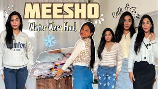 Meesho Winterwear Haul | *KOREAN SWEATER* | Unboxing + Try-on  | Yashasvi Joshi