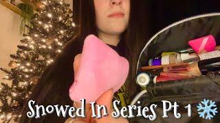 ASMR Doing Your Makeup While Snowed In (Series Pt 1) | rummaging & brushing sounds