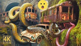 AI Nature Exploration: Abandoned Vehicles vs Amazon Animals | Wildlife Art #trending #wow