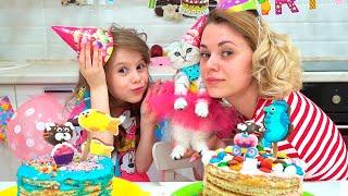 Eva and her Birthday Party Day with CAKE