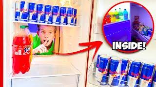 Secret Hidden FOOD FORT inside a Refrigerator! *SECRET ENTRANCE*