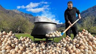 Chef Tavakkul Cooks A Huge Mountain of Eggs to Marinate in a Jar!