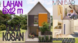 Desain rumah di lahan 6x12m untuk kos-kosan