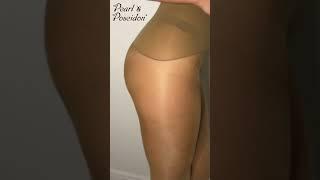 Pearl & Poseidon Genevieve - Glossy Seamless Pantyhose Tights  with Wide Sheer Nylons Waistband