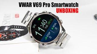 VWAR V69 Pro Smart Watch Unboxing- 1.9 inch HD Screen with LED Flashlight 700mAh Battery