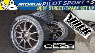 Volk CE28 wheels Michelin Pilot Sport 4S fitment wet dry performance test review Skyline GTR