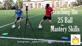 Teaching the 25 Ball Mastery skills to Pro Player Georgia - Joner Football