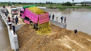 Wonderful Project Huge Construction Bridge Filling Soil Rock Space And Skill Bulldozer D31P Pushing