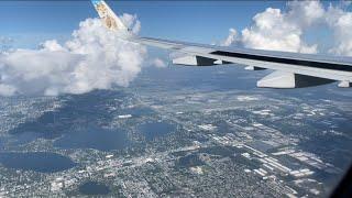 Frontier Airlines A321 approach, landing, and gate arrival in Orlando ( MCO )