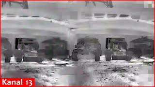 Ukrainian silent drones enter hangar where Russian tanks and combat equipment and destroy them