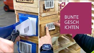 WEG Pallettenfüße mit dem  soloSTOCK® Spezial-Etikett, sicher & dauerhaft kennzeichnen